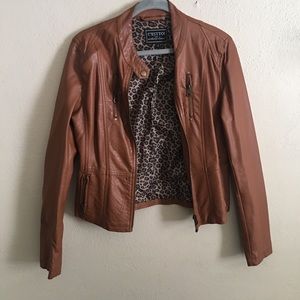 Faux leather brown jacket
